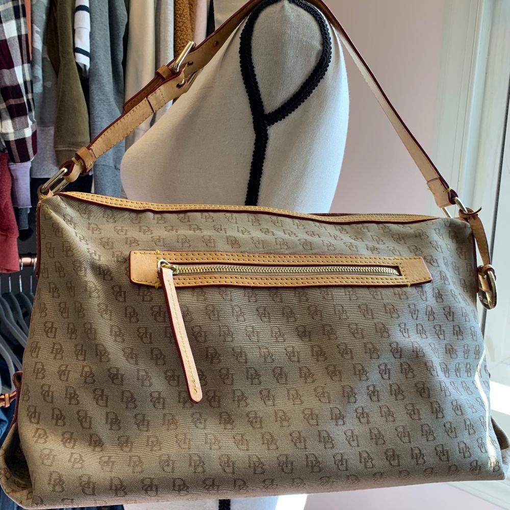 Designer-Style Beige Monogram Shoulder Bag